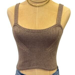 ZARA Tan Mocha Sweater Knit top Shirt Women size S